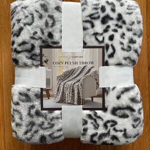 Premier Comfort Cozy Plush Snow Leopard Printed Throw 50"x 70" (Home or Dorm)